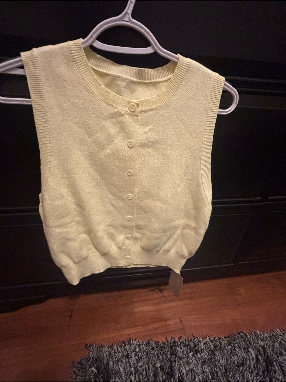 Muse Pale Yellow Sleeveless Button-Front Knit Vest